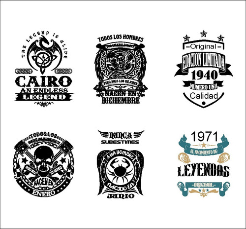 Kit Leyendas Vector Diseños Para Poleras Y Plotter De Corte