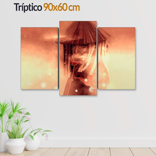 Cuadro Decorativo Moderno Naruto Uchiha Itachi Jd-0245 M Tríptico 90x60 Cm Sin Marco
