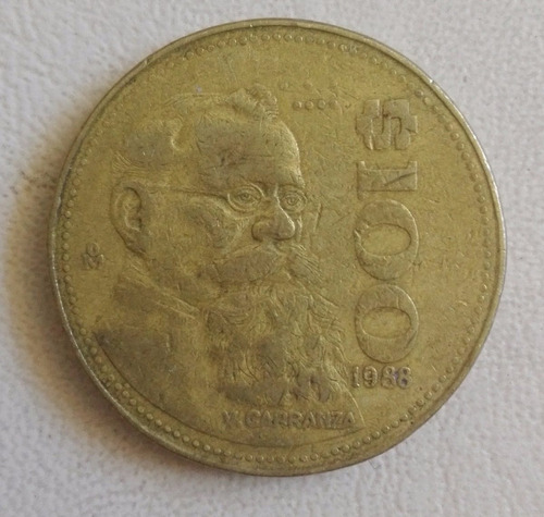 Moneda Cien Pesos 1988 Venustiano Carranza