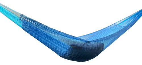 Imagen 3 de 7 de Hamaca Artesanal Maya De Nylon Alta Calidad Azul