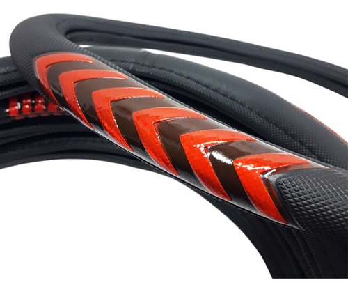 Cubre Volante Desing Reflex Rojo 36cm -estilo Y Diseño- Negro
