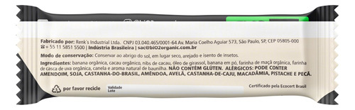 Barra de cereal biO2 Outdoor Nutrition Organico sem glúten sabor banana com nibs de cacau 38 g