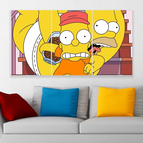 Cuadro Triptico Los Simpson Homero Bart Personalizado