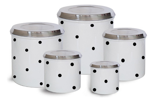Pote para alimentos JHS – Kit Mantimentos Cozinha porta mantimento jogo de lata de cozinha decorada 5000mL branco