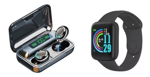 Audifono Bluetooth F9 + Reloj Inteligente D20 Smart Watch 