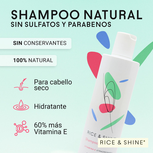 Shampoo Natural Sin Sulfatos Y Parabenos Rice & Shine