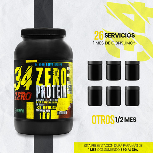 Proteína Hidrolizada 34 Zero 1kg Sabores 26 Servicios Chocolate