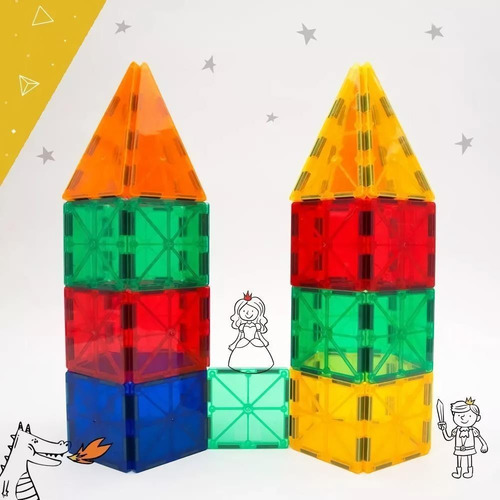 Imagen 4 de 8 de Bloques Imanes Magneticos Magnific Educativos 56 Piezas