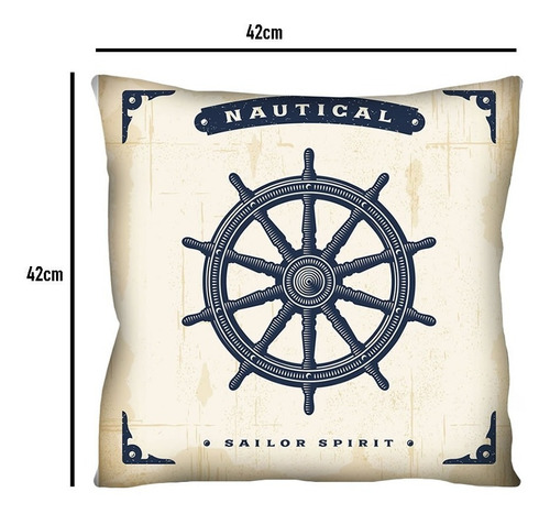 Imagem 6 de 7 de Kit 4 Capas De Almofada Azul Náutica Praia Mar 42x42cm