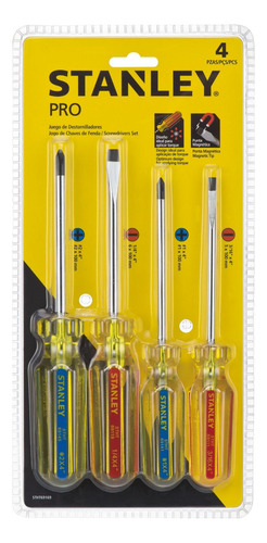 Set 4 Destornilladores Pro Paleta Y Cruz Stanley Stht69169