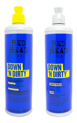 Tigi Bed Head Kit Down N Dirty Shampoo + Enjuague 400ml 6c