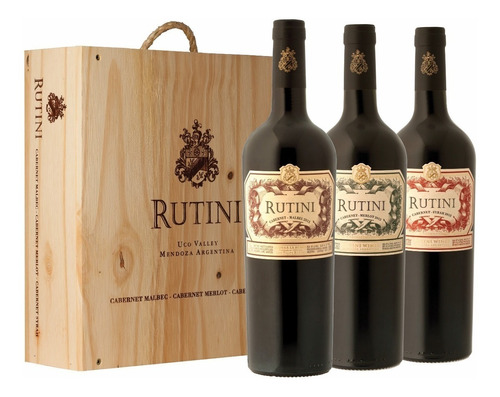 Vino Rutini Estuche/cofre De Madera X 3 Botellas La Rural