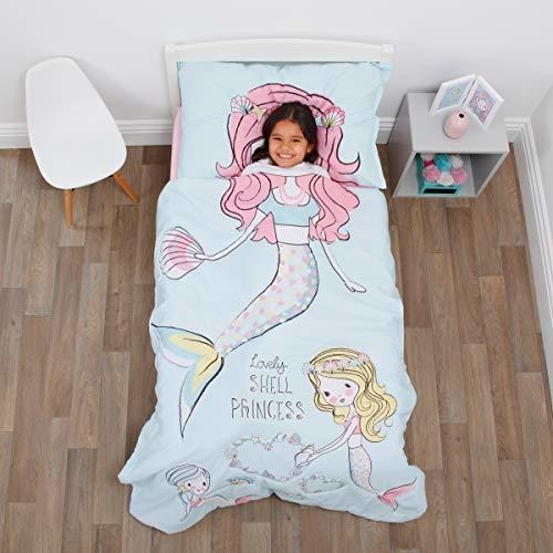 Juego De Cama Infantil De 4 Piezas, Color Rosa, Amarillo Y A