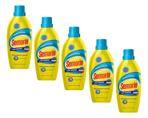 Sabão Liquido Lava Roupas Semorin Limpeza Profunda Kit 5