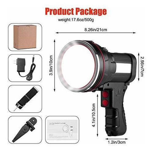 Imagen 7 de 7 de Proyector Recargable, Super Brillante 6000 Lúmenes De Mano