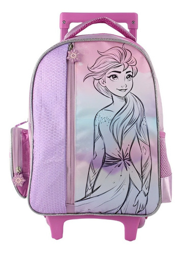 Mochila Escolar Con Ruedas Frozen Lentejuelas Bolso Morral 