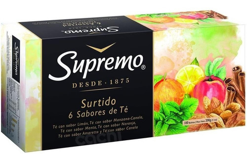 Caja De Té Surtidos Marca Supremo 100 Saquitos