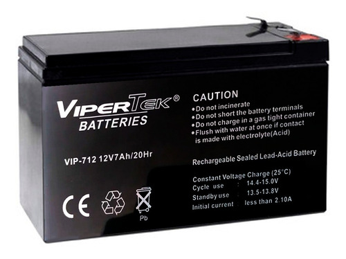 Bateria 12 Voltios 7 Amperios Vipertek Alarma Fuente Cerca