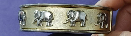 Brazalete Dorado De Elefantes Bisuteria En Acero