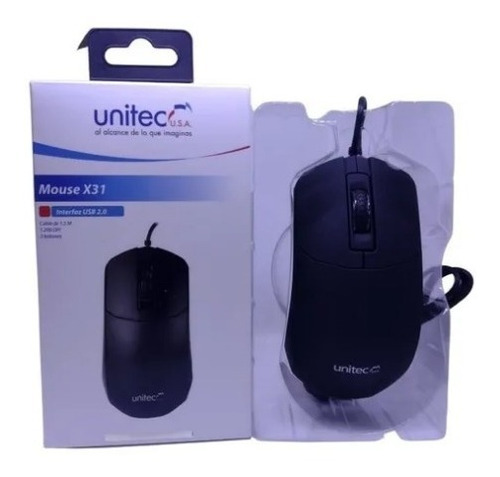 Mouse Unitec X31 Interfaz Usb 2.0 1200 Dpi Negro 3 Botones
