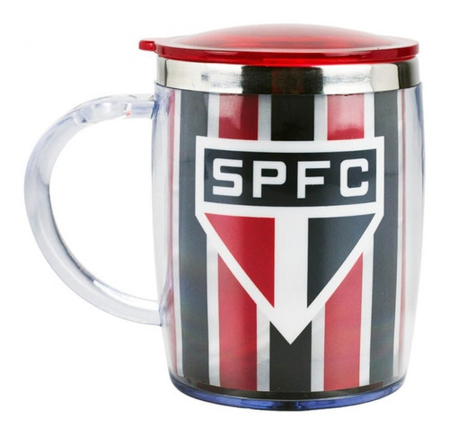 Caneca Térmica Inox Com Tampa São Paulo Licenciado 450 Ml Cor Vermelho