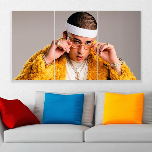 Cuadro Triptico Bad Bunny Personalizado Art Canvas