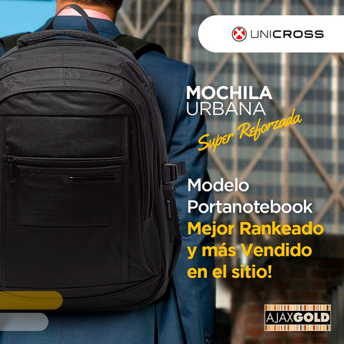 Imagen 7 de 10 de Mochila Porta Notebook Urbana Oficina Amplia Reforzada