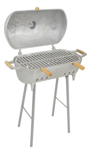 Churrasqueira Média A Bafo Aluminio Fundido Com Pés
