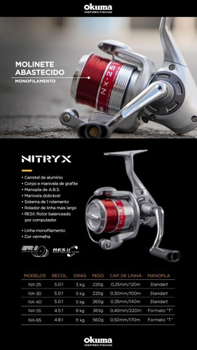 Molinete Okuma Nitryx Nx-30 - Com Linha