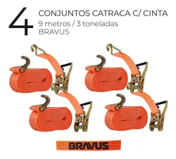 Comprar 4 Cintas Para Amarrar Carga Com Catraca 3 Toneladas 9mt 50mm no Mercado Livre