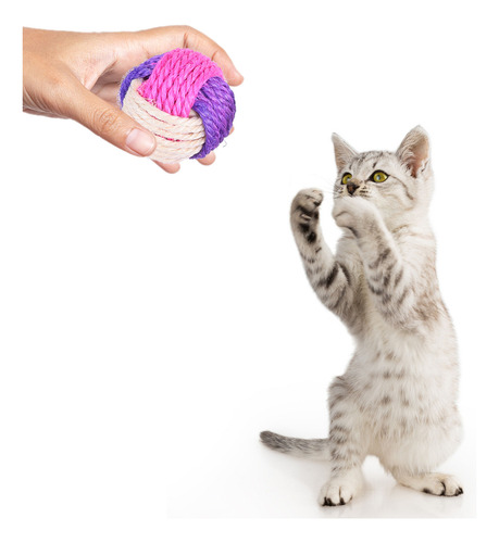 Juguete Para Rascar Gatos, 6 Piezas, Tejido En Sisal, Pelota