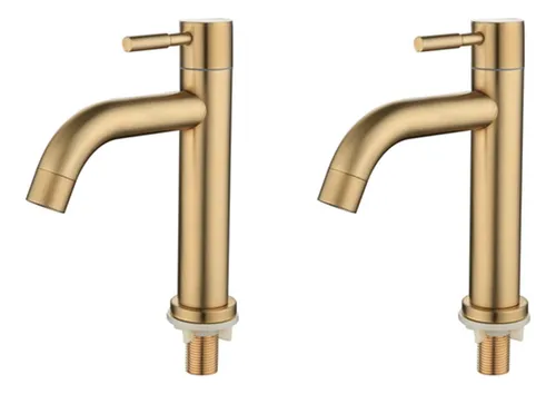 2 Grifos Dorados Individuales Para Lavabo Frigor ficos Mate