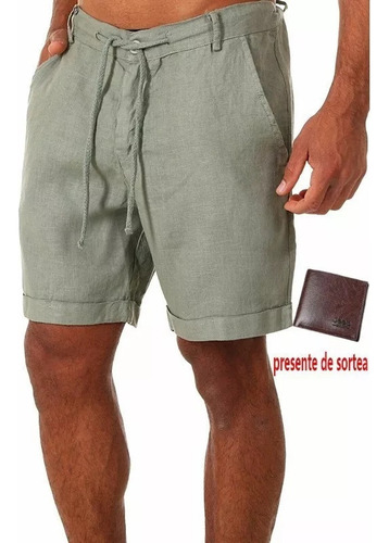 Pantalones Cortos De Lino Y Algodón Para Hombre