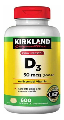 Vitamina D3 Kirkland 2000 Ui 600 - Unidad a $123873