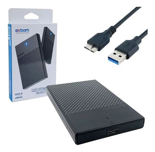 Kit 2 Case Externo Usb 3.0 Hd E Ssd 2.5 Sata 3 Até 5tb Led