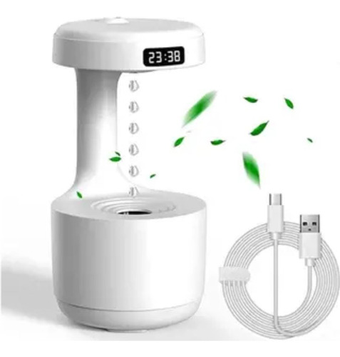 Umidificador Led Com Relógio: Gotas De Água Unica