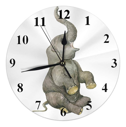 Hgod Designs Elefante Reloj De Pared Redonda, Acuarela Lindo