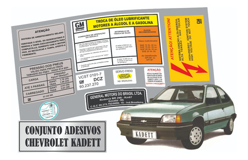 Etiquetas Cofre Motor Chevrolet Kadett 1993