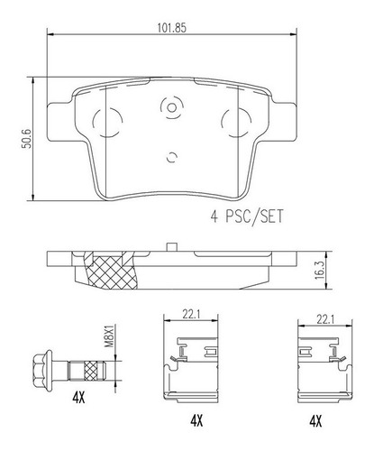 Balatas Traseras / Mercury Montego Luxury 2006-2007 Cerámica