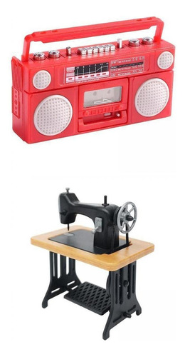 Gravador De Gramofone E Miniatura De Máquina De Costura