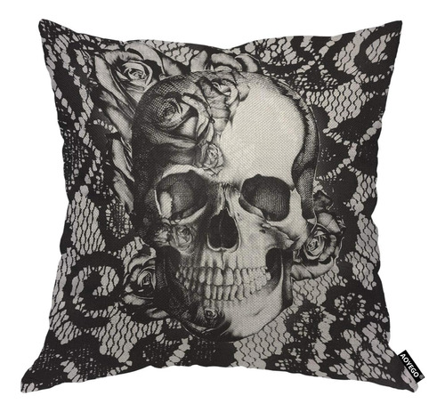 Aoyego Funda De Almohada Con Diseño De Calavera En Blanco Y 