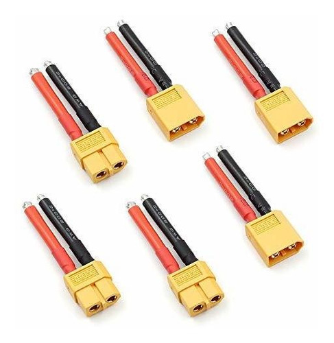 3 Pares De Conectores Xt60 Hembra Y Macho Con Cable De Silic