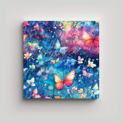 60x60cm Cuadro Decorativo Mariposas Y Gotas De Rocío Brilla