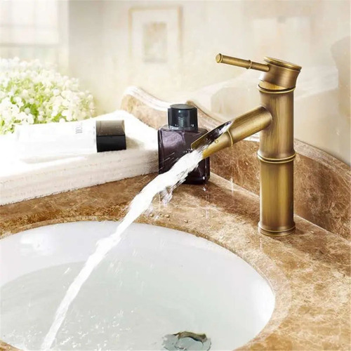 Grifo De Bambú Vintage Para Lavabo De Baño