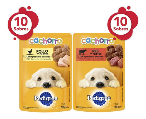 Alimento Humedo Pedigree Perro Cachorro Carne Y Pollo 20 U M