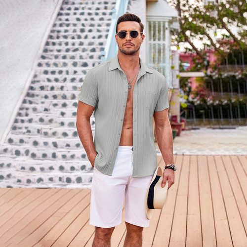 Camisa Casual Con Botones Para Hombre Camisa Manga Corta