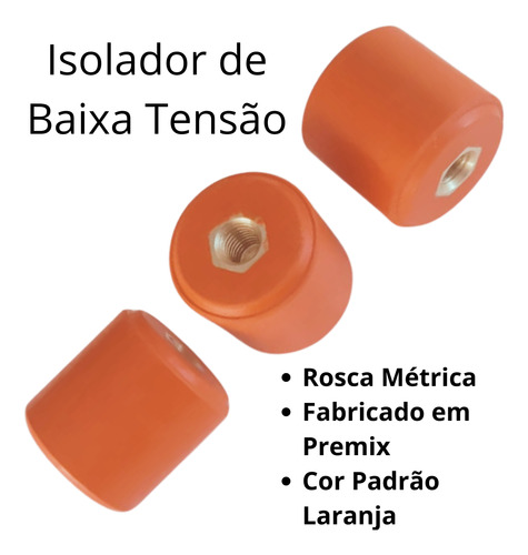 Isolador Epoxi Barramento 30 X 30mm Rosca M8 Kit C/ 5 Peças