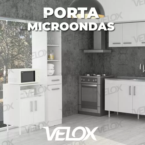 Mueble organizador de cocina blanco para horno y microonda con