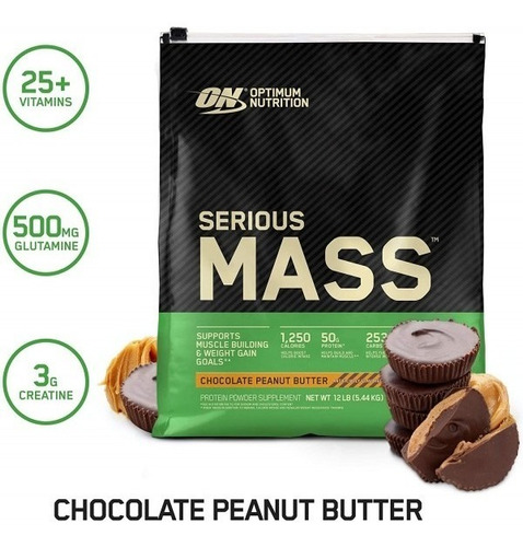Serious Mass Optimum Nutrition 12 Libras Sabor Peanut Butter
