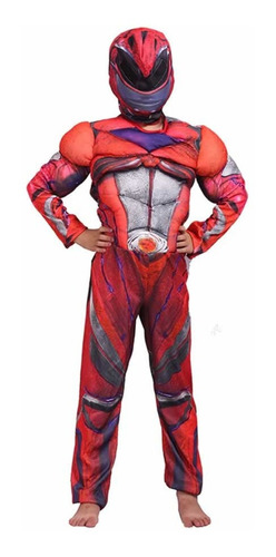 Disfraz Power Ranger Rojo Músculo Y Máscara Niños